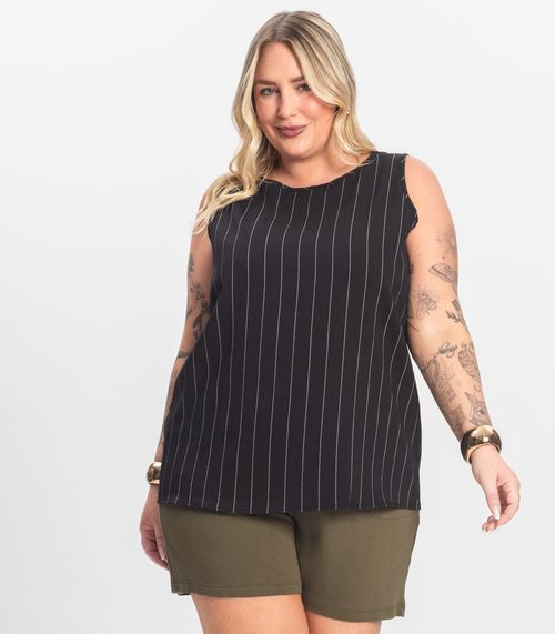 Regata Feminina Plus Size em Visco Secret Glam Preto