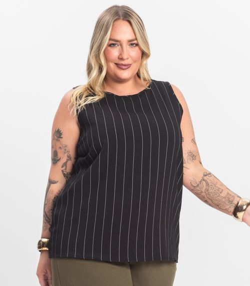 Regata Feminina Plus Size em Visco Secret Glam Preto