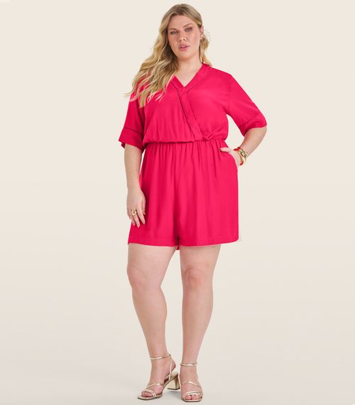 Macaquinho Feminino Plus Size Secret Glam Vermelho