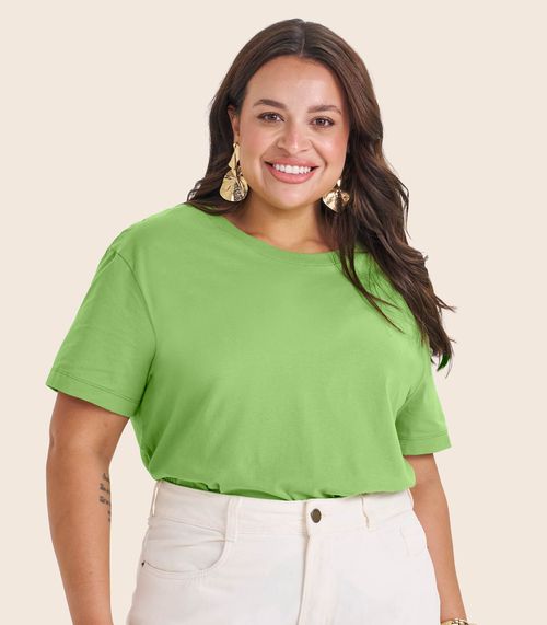 Blusa Manga Curta Plus Size Secret Glam Verde