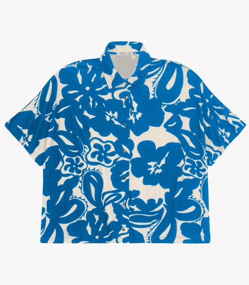 Camisa Manga Curta Plus Size Secret Glam Azul