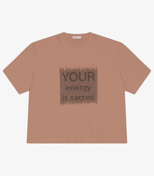 Camiseta Manga Curta Plus Size Secret Glam Marrom