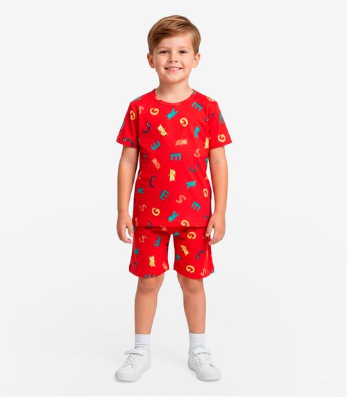 Pijama Infantil Camiseta E Bermuda Select Vermelho
