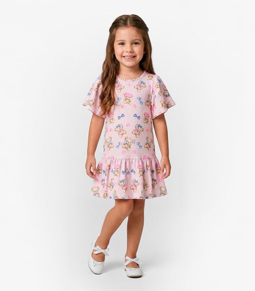 Vestido Infantil em Cotton Leve Trick Nick Rosa