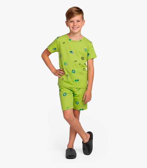 Pijama Infantil Camiseta e Bermuda Select Verde