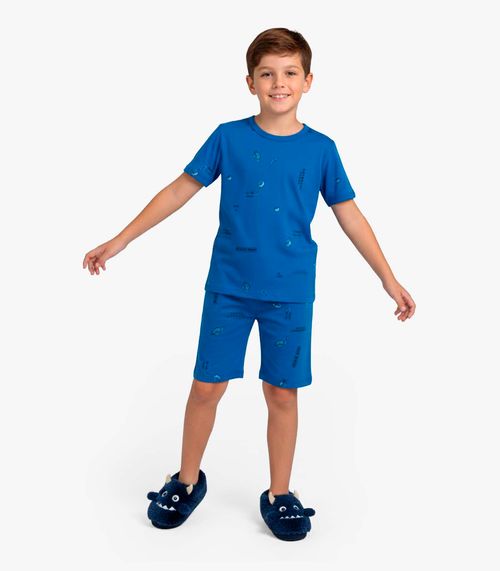Pijama Infantil Camiseta e Bermuda Select Azul