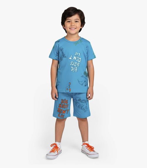 Pijama Infantil Camiseta e Bermuda Select Azul