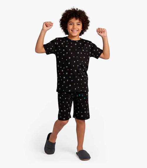 Pijama Infantil Camiseta e Bermuda Select Preto