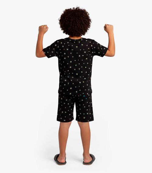 Pijama Infantil Camiseta e Bermuda Select Preto