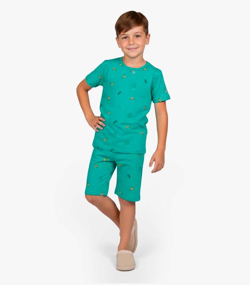 Pijama Infantil Camiseta e Bermuda Select Verde