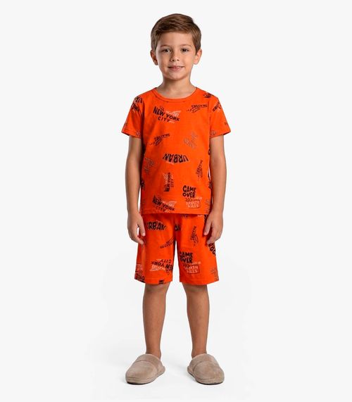Pijama Infantil Camiseta e Bermuda Select Laranja