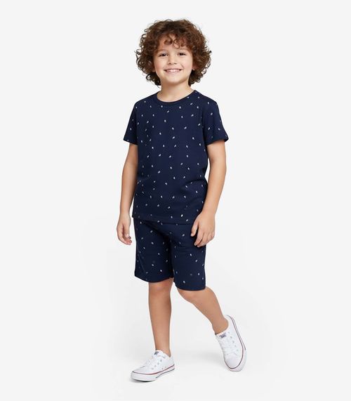 Pijama Infantil Camiseta e Bermuda Select Azul
