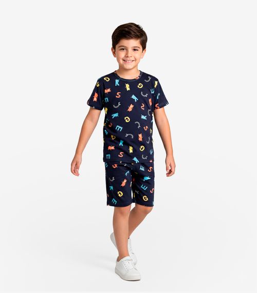 Pijama Infantil Camiseta E Bermuda Select Azul