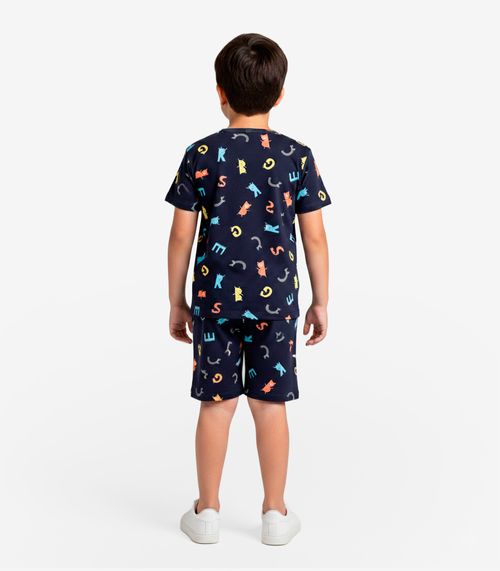 Pijama Infantil Camiseta E Bermuda Select Azul