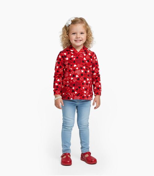 Blusão Infantil Menina Com Capuz Select Vermelho