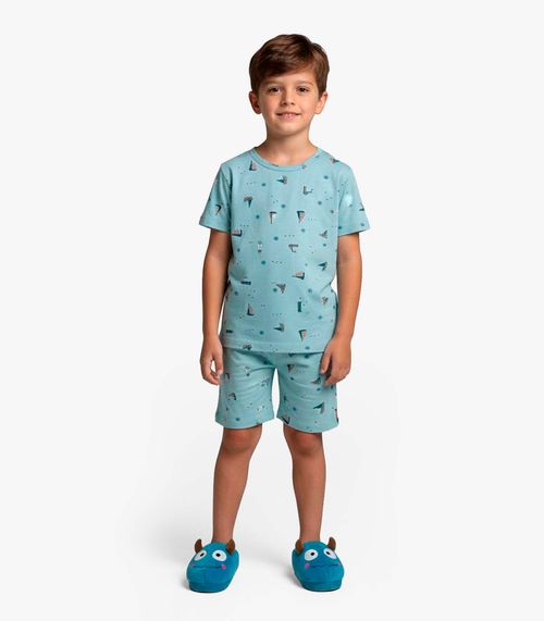 Pijama Infantil Camiseta e Bermuda Select Azul