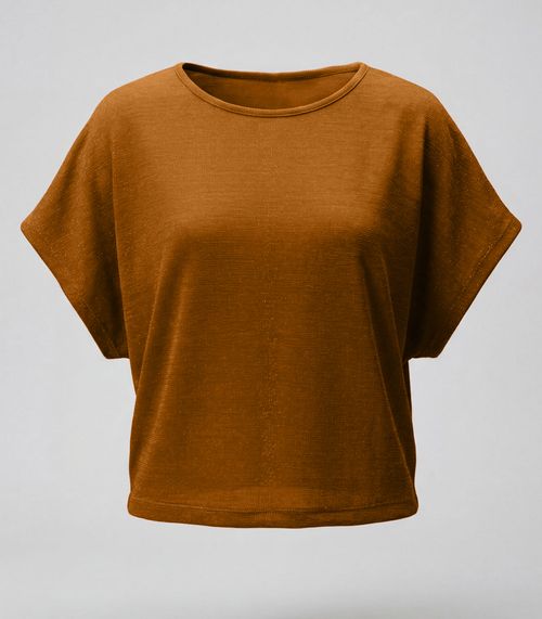 Blusa Feminina Manga Curta Infinita Cor Marrom