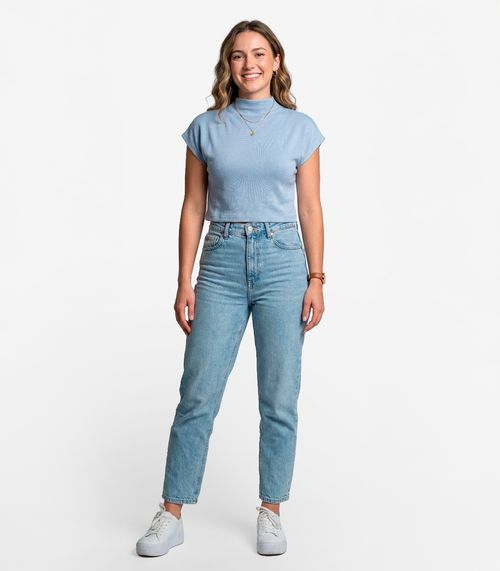 Blusa Feminina Com Gola Chaminé Select Azul