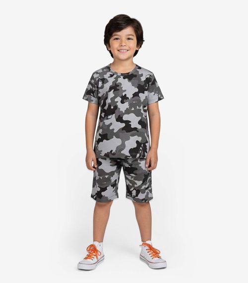 Pijama Infantil Camiseta e Bermuda Select Cinza