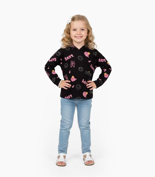 Blusão Infantil Menina Com Capuz Select Preto