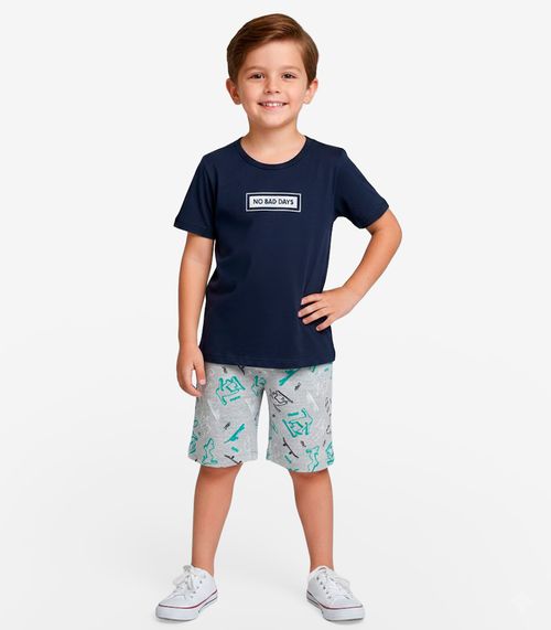Conjunto Infantil Camiseta e Bermuda Select Cinza