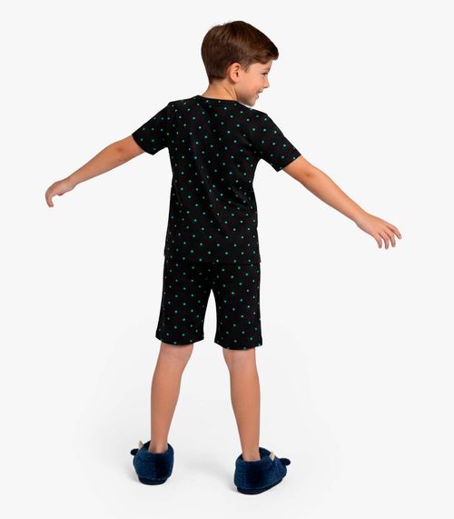 Pijama Infantil Camiseta e Bermuda Select Preto