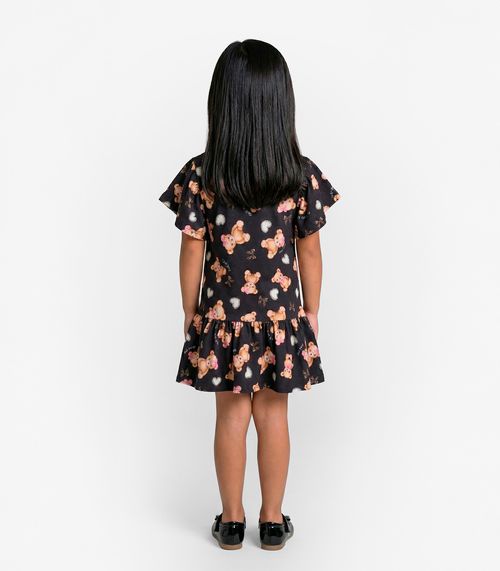 Vestido Infantil em Cotton Leve Trick Nick Preto