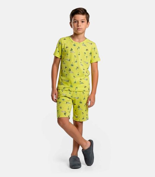 Pijama Infantil Camiseta e Bermuda Select Amarelo
