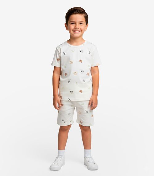 Pijama Infantil Camiseta E Bermuda Select Bege