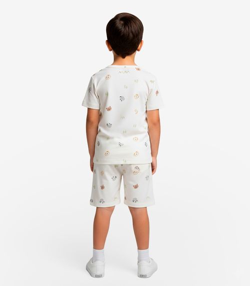Pijama Infantil Camiseta E Bermuda Select Bege