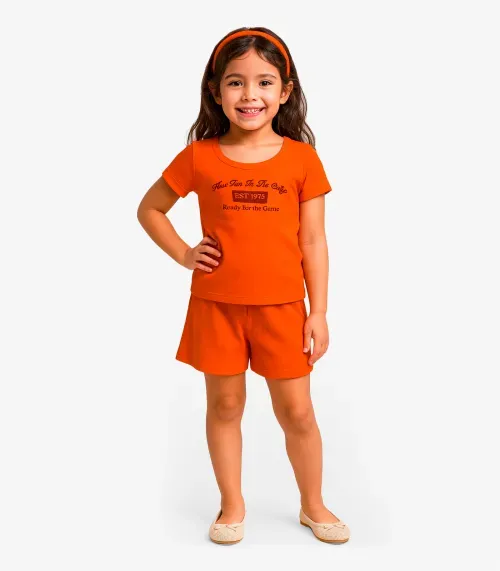 Conjunto Menina Infantil Blusa e Shorts Select Laranja
