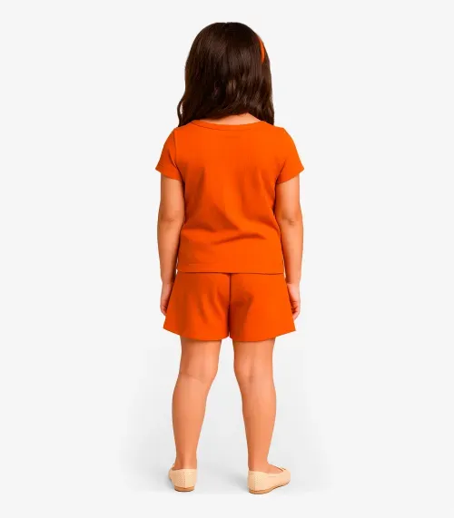 Conjunto Menina Infantil Blusa e Shorts Select Laranja