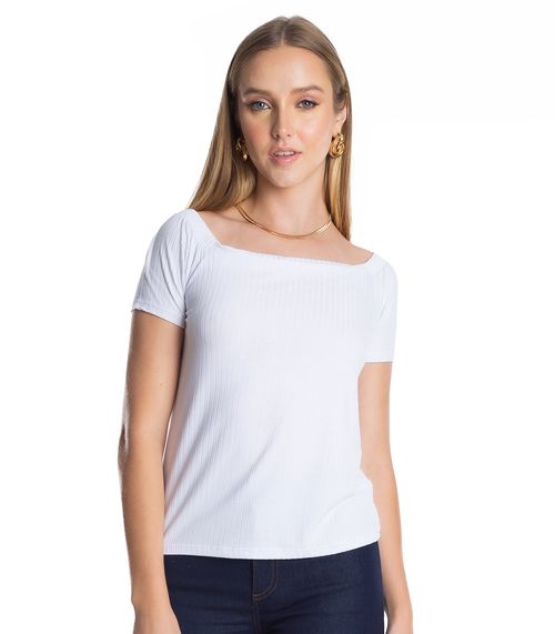 Blusa Feminina Canelada Infinita Cor Branco