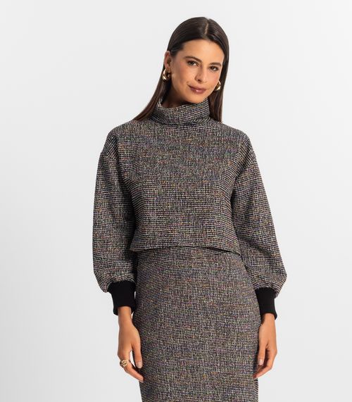 Moletom Cropped Feminino Rovitex Preto