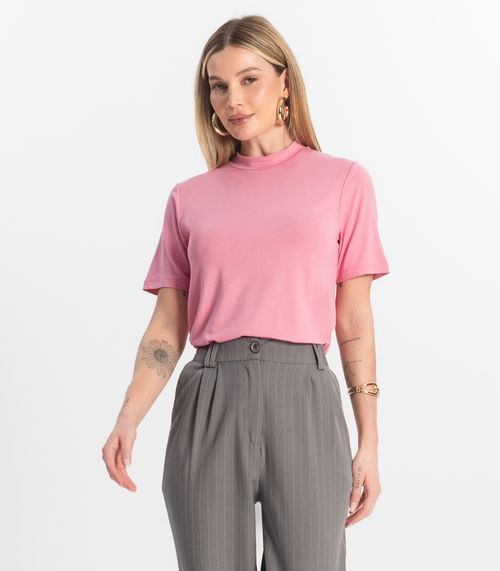Blusa Feminina Básica em Malha Visco Rovitex Rosa