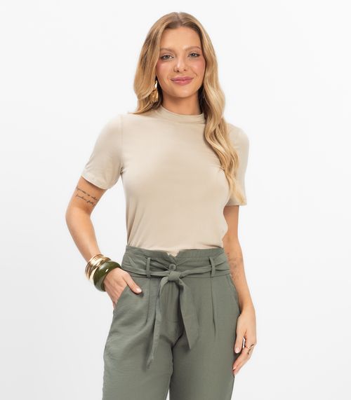 Blusa Feminina Básica em Malha Visco Rovitex Bege