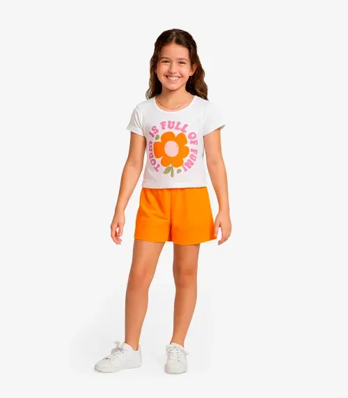 Conjunto Infantil Blusa Com Shorts Rovi Kids Bege