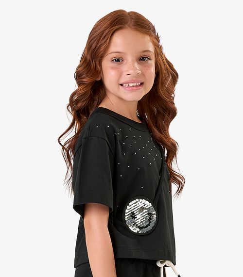 Blusa Infantil em Meia Malha Rovi Kids Preto