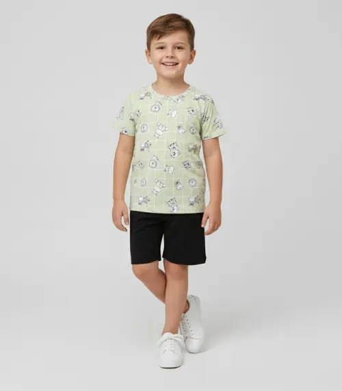 Conjunto Infantil Camiseta e Bermuda Rovitex Kids Verde