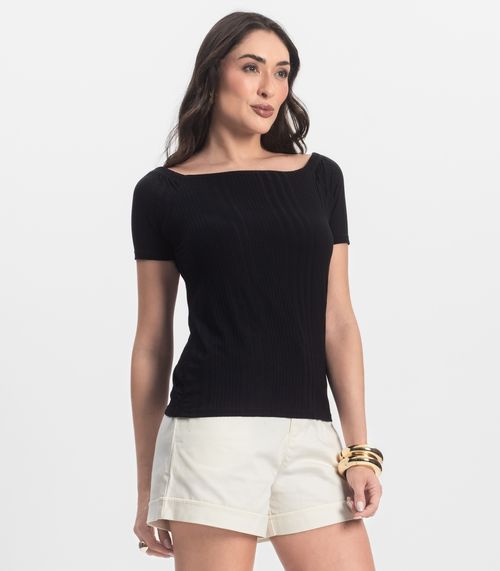 Blusa Feminina Canelada Infinita Cor Preto
