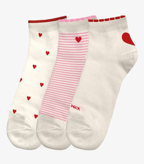 Kit 3 Pares De Meia Cano Curto Infantil Trick Nick Vermelho