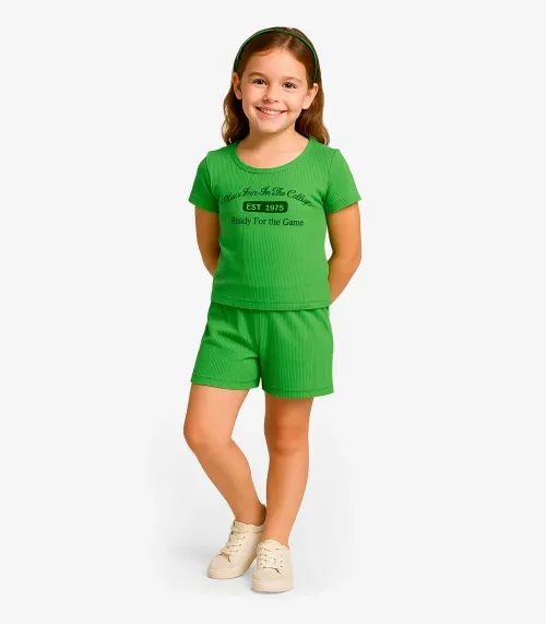 Conjunto Menina Infantil Blusa e Shorts Select Verde