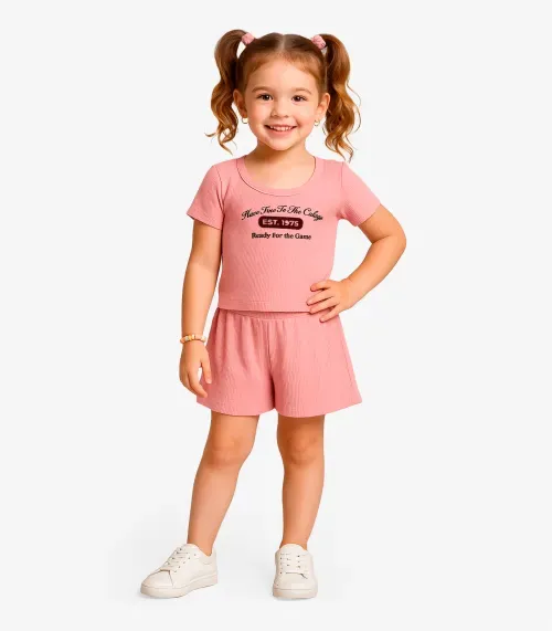 Conjunto Menina Infantil Blusa e Shorts Select Rosa