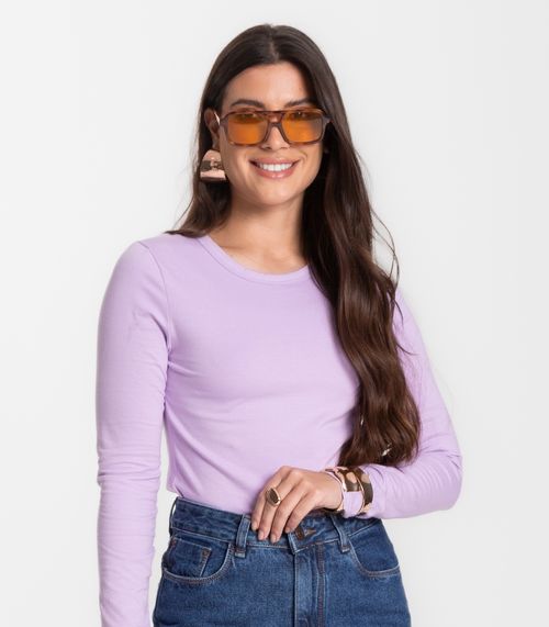 Blusa Manga Longa Básica Select Roxo