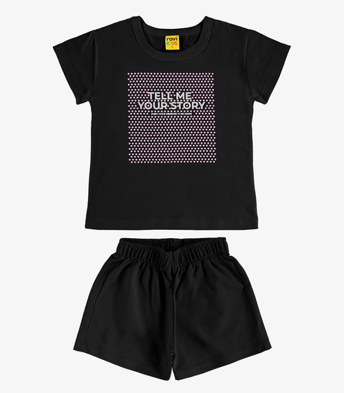 Conjunto Blusa com Shorts Meia Malha Rovi Kids Preto