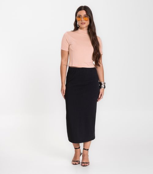 Saia Feminina Midi Infinita Cor Preto