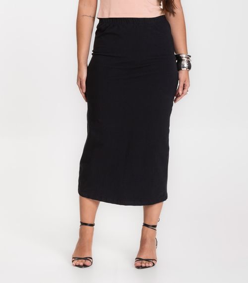 Saia Feminina Midi Infinita Cor Preto