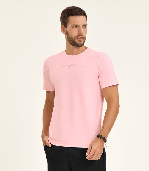 Camiseta Masculina Manga Curta Meia Malha Diametro Rosa