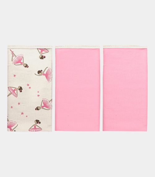 Kit Três Panos de Boca Vivaldi Rosa