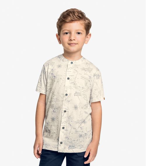 Camisa Infantil Estampada Trick Nick Bege